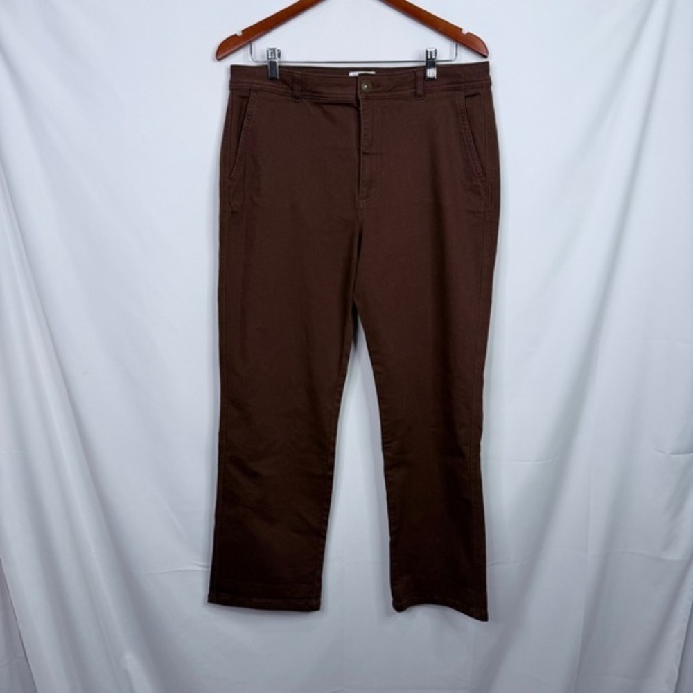 Market & Spruce Sylvie MId Rise Wide Cuff Straight Jean Size 14 Brown NWT - Picture 2 of 7